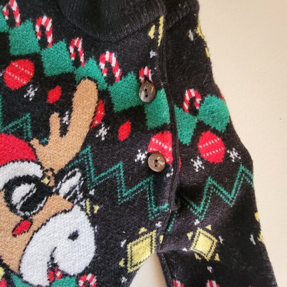 Baby Christmas Sweater | Reindeer Knit Pullover | Black | 0-6M - Picture 4 of 4